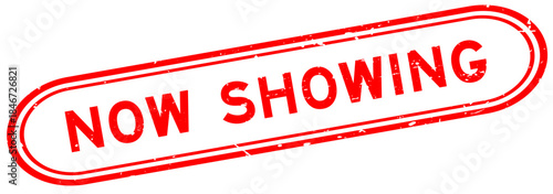 Grunge red now showing word rubber seal stamp on white background