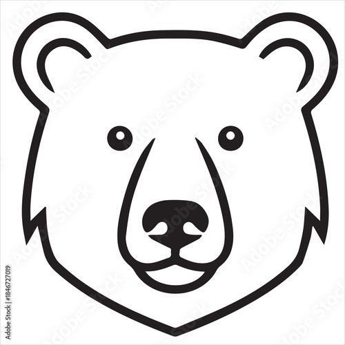vector illustration of a bear face line art