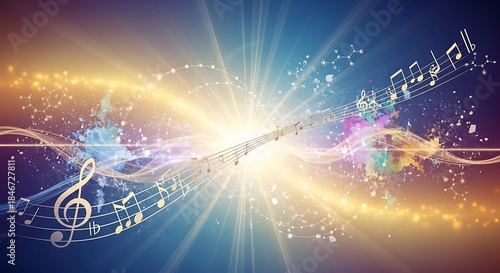 Harmonic Convergence - A Symphony of Light and Musical Notes.