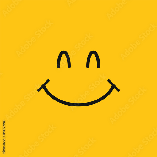 Cheerful hand-drawn smile face vector on sunny yellow. Great for friendship, empathy, and playful concepts