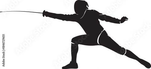 An elegant Fencing Duel Silhouettes collection showcasing two fencers in classic duel stances and dynamic action poses, including lunges, parries, attacks, and defensive movements.