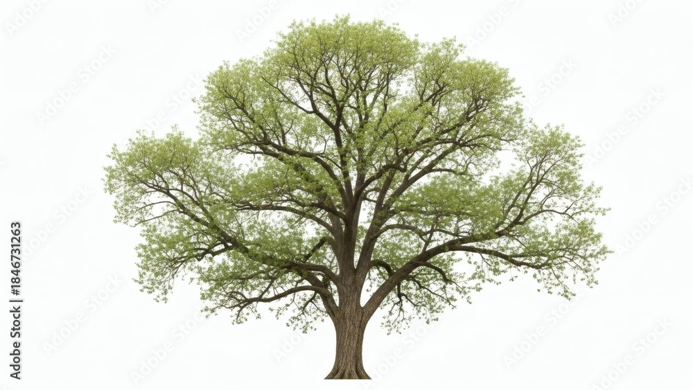 Obraz premium Solitary Tree of Life Isolated Green Canopy on White.