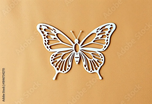 Intricate cut-out butterfly shape on textured background, background, butterfly