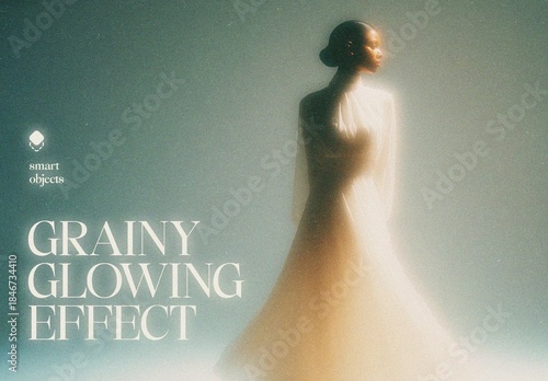 Grainy Glowing Photo Effect Mockup