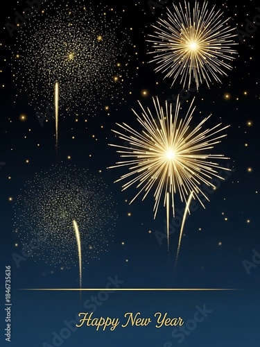 Vibrant fireworks display on a dark night sky celebration