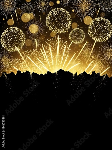 Vibrant fireworks display in the night sky