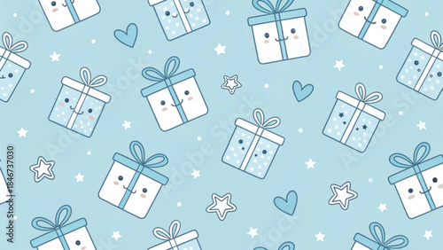 seamless watercolor pattern of cute vintage gift boxes with bows vector background 
