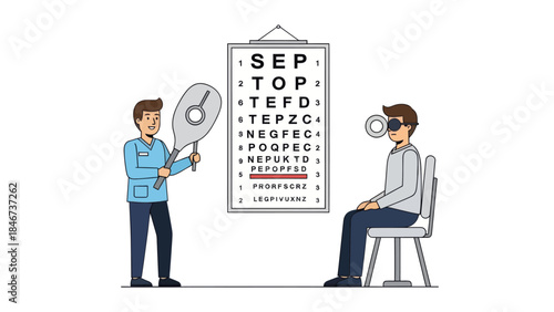 Eye Examination Consultation with Optometrist and Patient During Eye Test