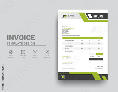 Modern business invoice bill template Premium Vector