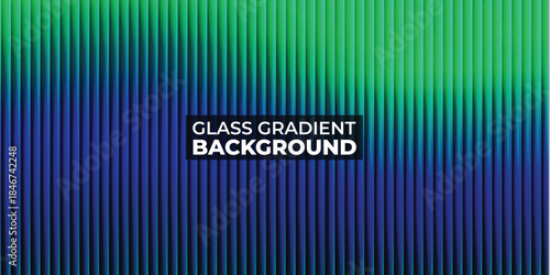 Abstract Blue and Green Glass Morphism Background with Vertical Gradient Stripes