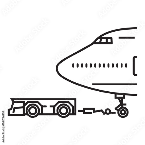 Airplane Towing Tractor Thin Line Icon