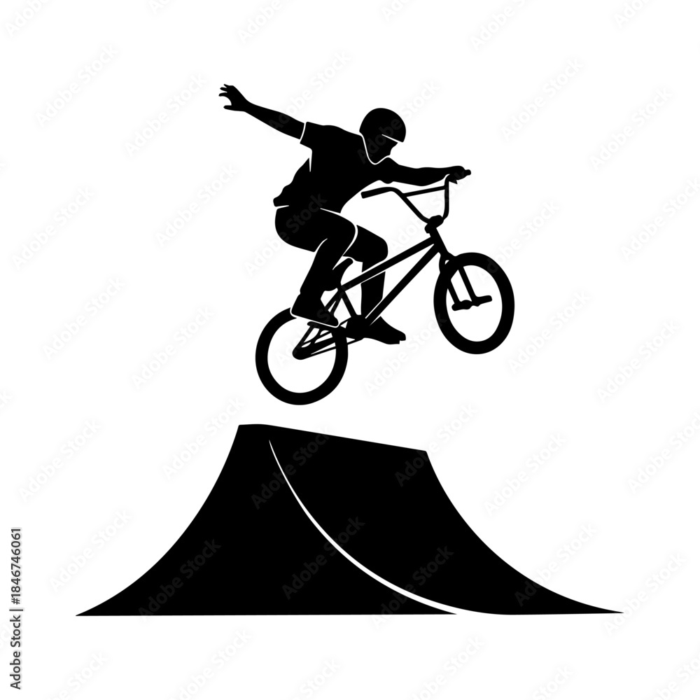 Obraz premium Extreme BMX Rider Performing High Flying Aerial Trick.