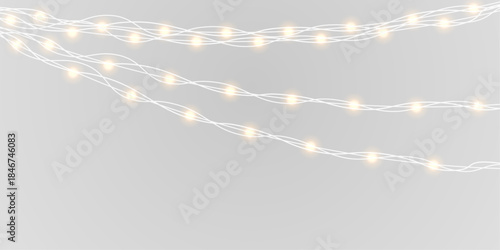 Holiday garland light element with soft glow and elegant Christmas style png
