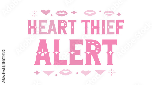 Vibrant pink typography with colorful gradient sparkles and text on white background