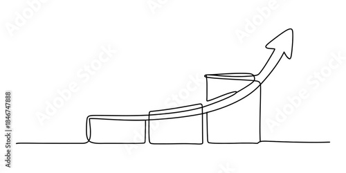 Continuous line drawing representing business growth and progress Vector, illustration