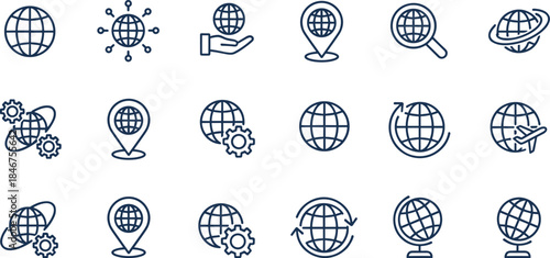 PrintDigital Marketing, Data Analysis, and SEO Vector Icon Set, Search Engine Optimization, Analytics Report, Business Strategy Symbols.