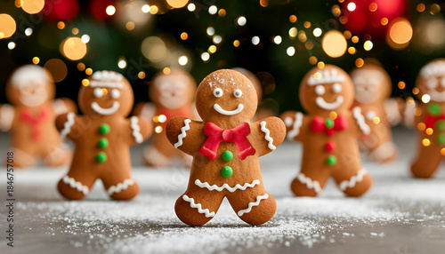 Gingerbread Men Cookies with Festive Christmas Lights