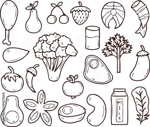 set of food icons, Vector Food Icon Design, Vector Food, Illustration Drawing, Set of Vector Food