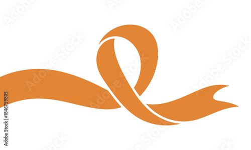 Orange Awareness Ribbon Illustration on White Background, vector illustration