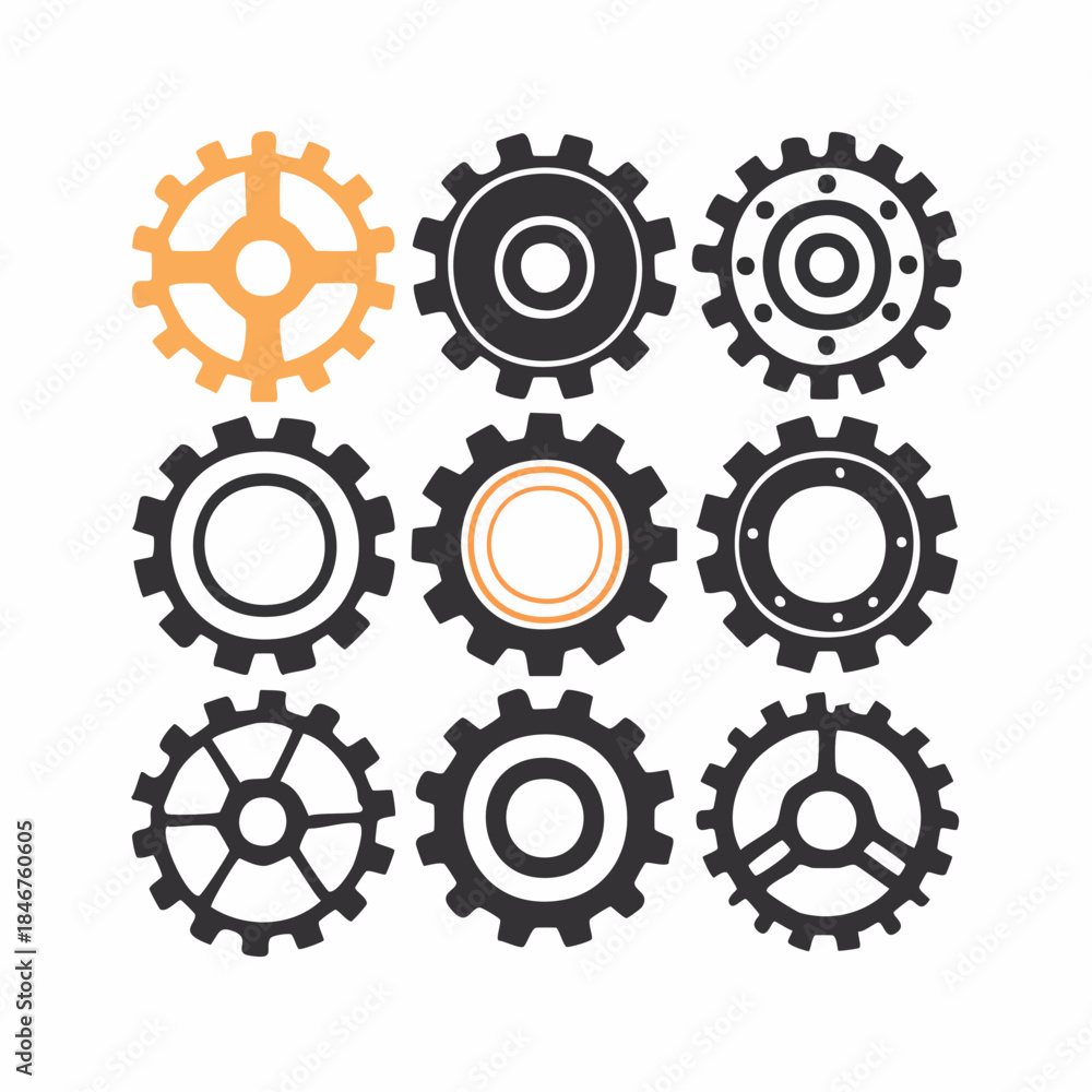 Obraz premium Gear wheel icon set. Simple Gear wheel collection.