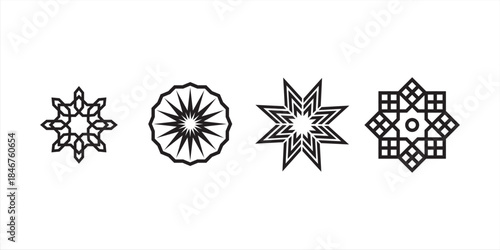 Bahai icon set. nine pointed baha vector symbol.