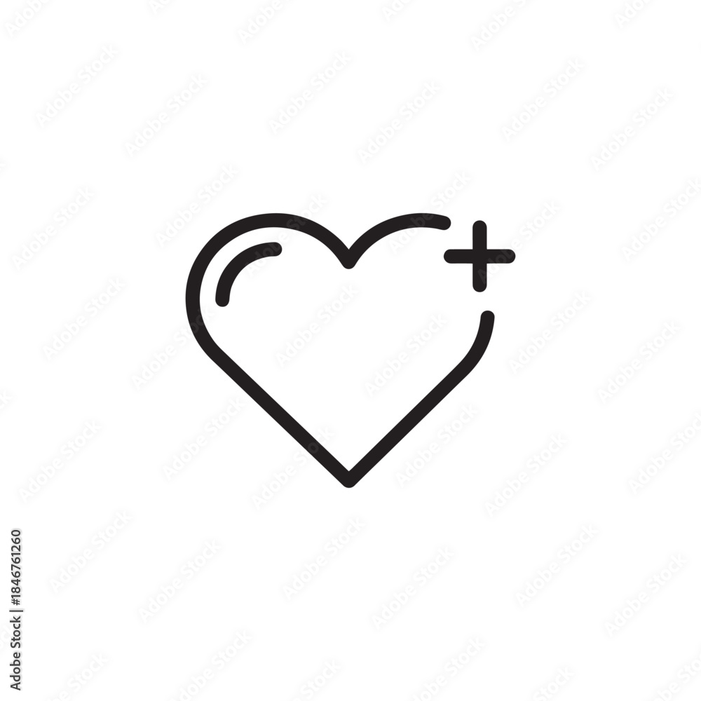 Obraz premium black Heart icon in linear design isolated vector signs. Medicine concept. Medical health care. Love passion concept. Heart shape design.