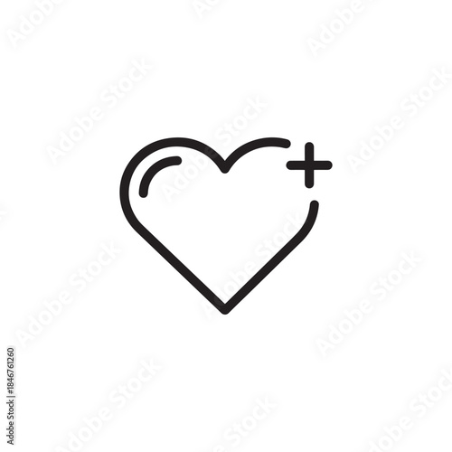 black Heart icon in linear design isolated vector signs. Medicine concept. Medical health care. Love passion concept. Heart shape design.