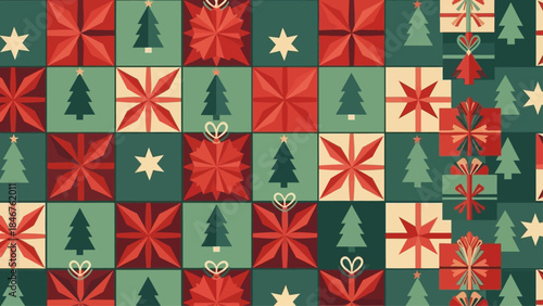 Christmas pattern design with festive holiday geometric winter elements.