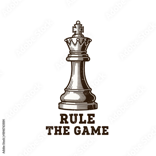 Iconic Chess King Piece with Motivational Slogan 'Rule The Game' - A Symbol of Strategy and Leadership