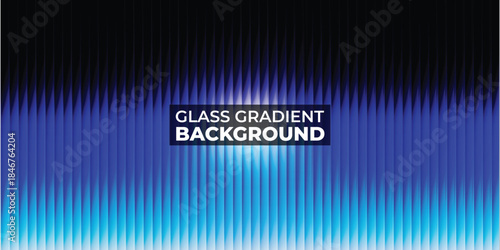 Abstract Blue Glass Gradient Background with Vertical Lines and Glow