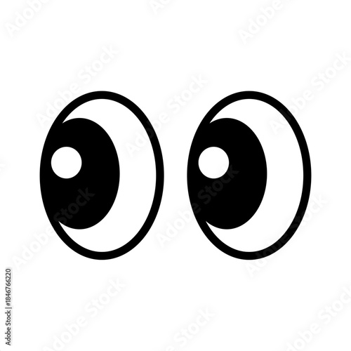 Cartoon Eyes Looking Sideways With Simple Black and White Illustration