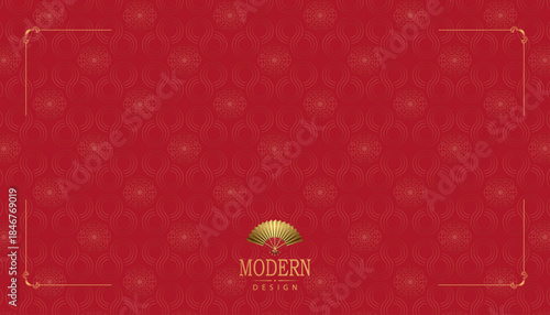 Exquisite red textured background with Chinese pattern.