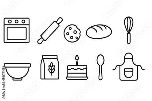 Baking, cooking line icon set. Kitchen, recipe essentials icons outline collection