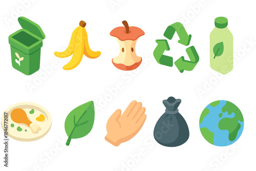Recycling and sustainability 3d icon set. Eco-friendly, environment conservation icons