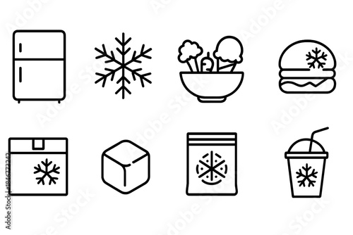 Winter, cold outline icon set. Snowflake, cold food and drink icons outline collection