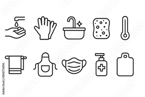 Hygiene and cleanliness line icon set. Protective and sanitation outline icons collection