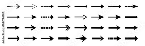 Black arrow icons set simple directional pointers vector illustration isolated on transparent background
