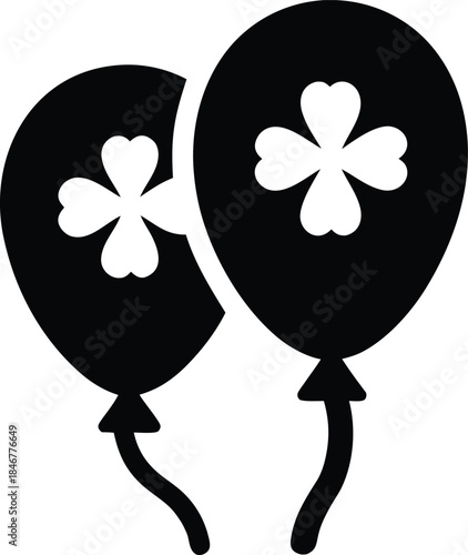 lucky clover balloon line art vector illustration on transparent background