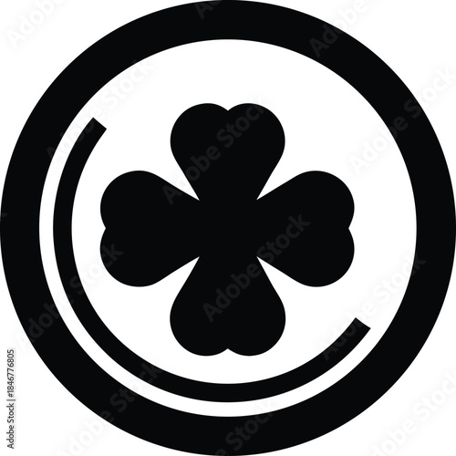 lucky clover coin line art vector illustration on transparent background