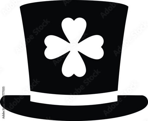 lucky clover hat line art vector illustration on transparent background