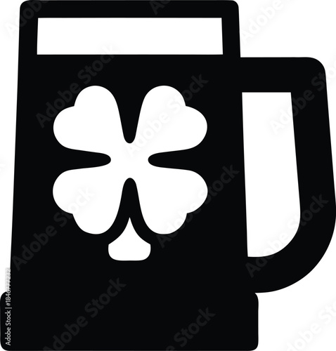 lucky clover mug line art vector illustration on transparent background