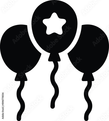 parade decoration balloon line art vector illustration on transparent background