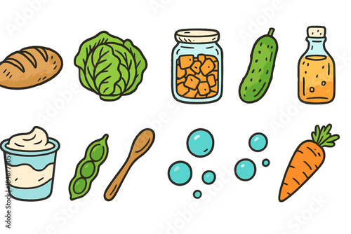 Organic food outline icon set: vegetable, ingredient, edible icons collection