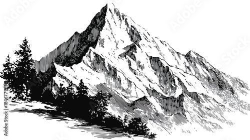 A Majestic Mountain Illustration Named 'The Mountain' - Creative Landscape Artwork