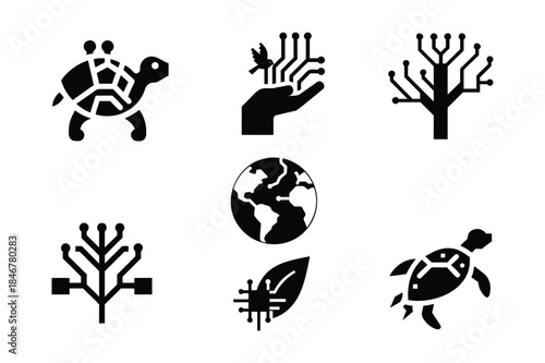 Environmental and AI related conservation icons
