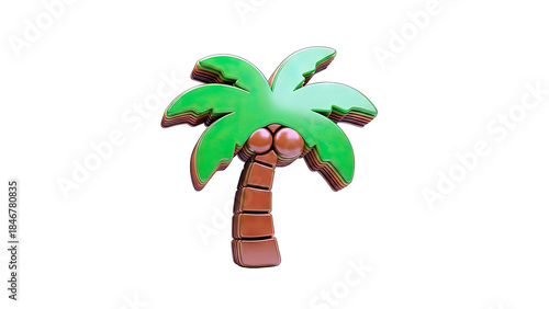 3D Palm Tree Illustration on White Background