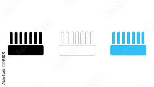 Different visual styles of a cpu heat sink icon for processor cooling illustration