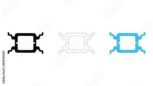 Processor mounting bracket securely holds cpu in place icon set for electronic devices
