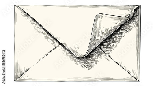 Envelope with Paper in Corner Drawing for Business Communication Concept