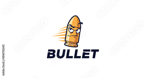 Angry and determined bullet character mascot speeding forward, designed as a dynamic logo for a team or brand named BULLET.